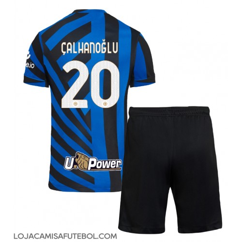 Camisa de Futebol Inter Milan Hakan Calhanoglu #20 Equipamento Principal Infantil 2024-25 Manga Curta (+ Calças curtas)